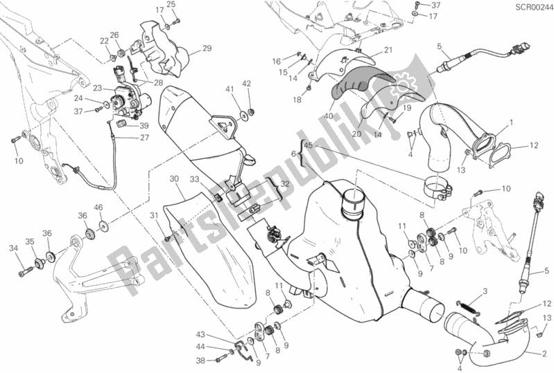 Toutes les pièces pour le Système D'échappement du Ducati Multistrada 1200 Enduro Touring Brasil 2017